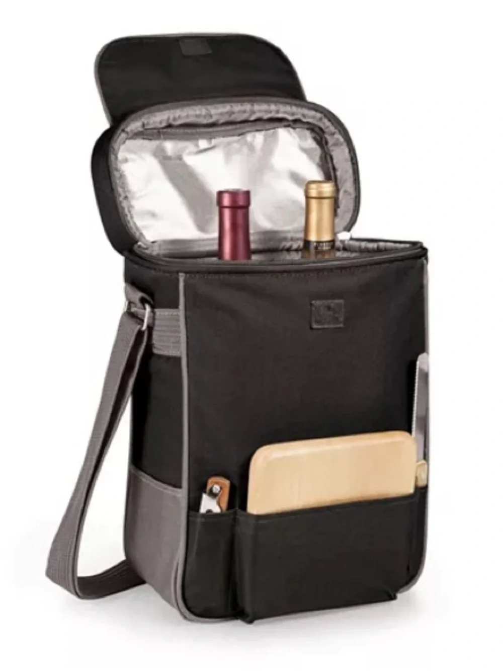 Legacy Duet Wine Cheese Tote Black Grey J.P. Morgan 2 Bottle NWT